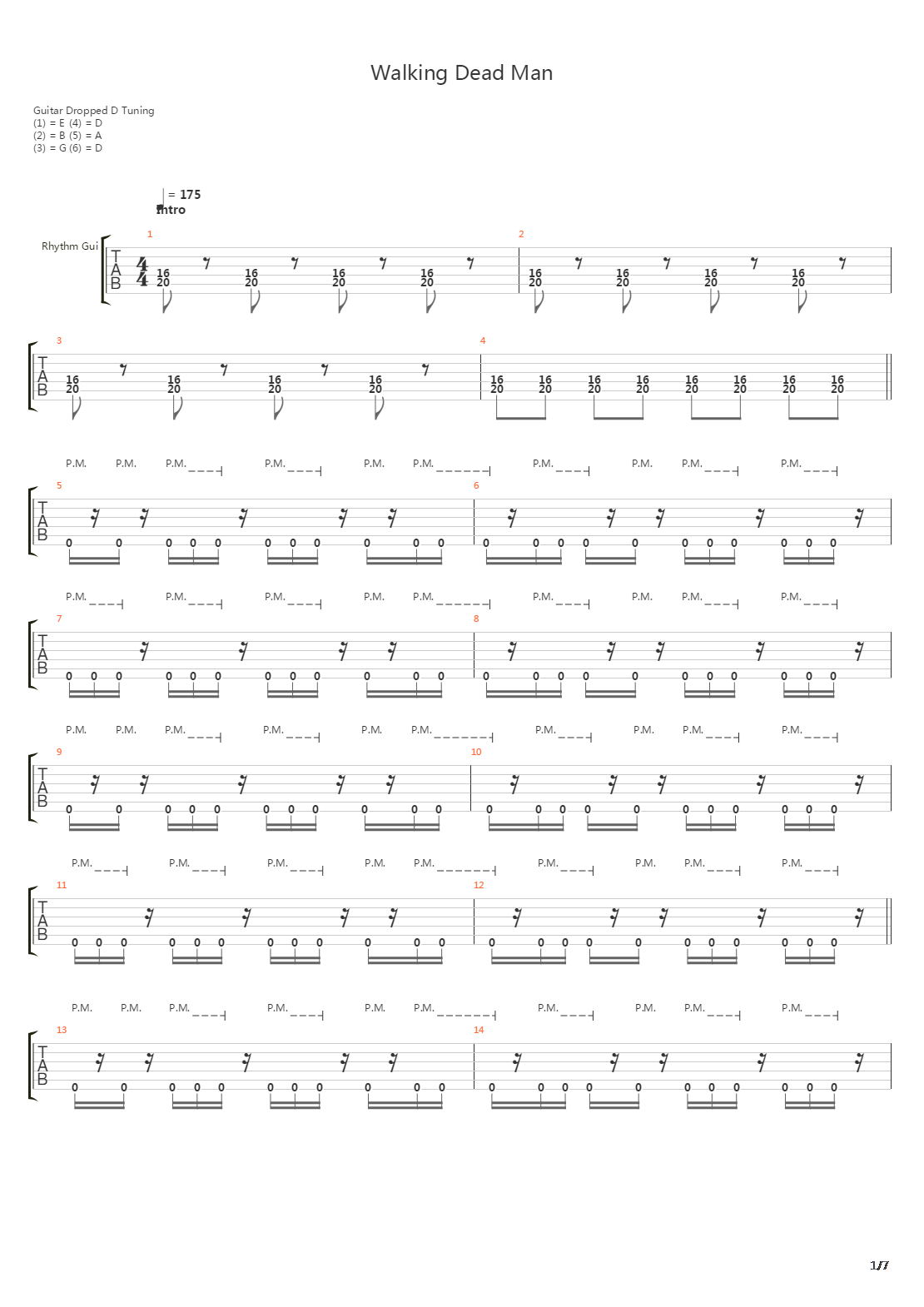 Walking Deadman吉他谱