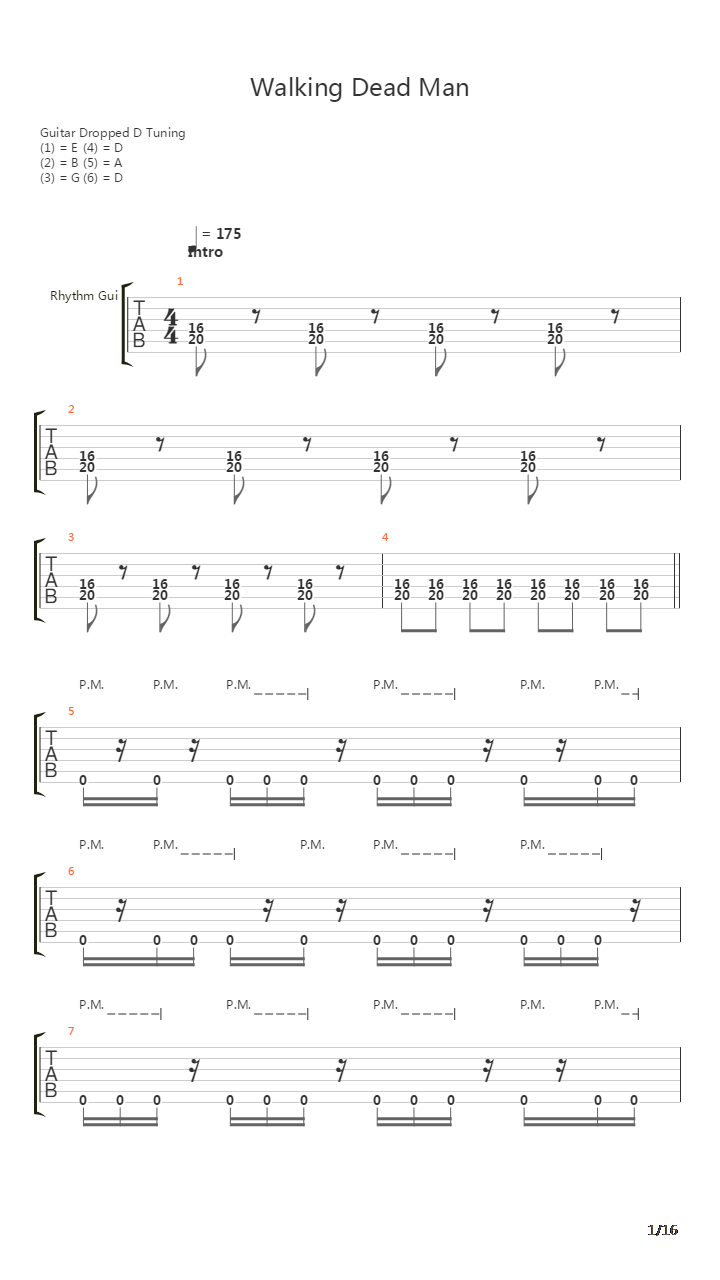 Walking Deadman吉他谱