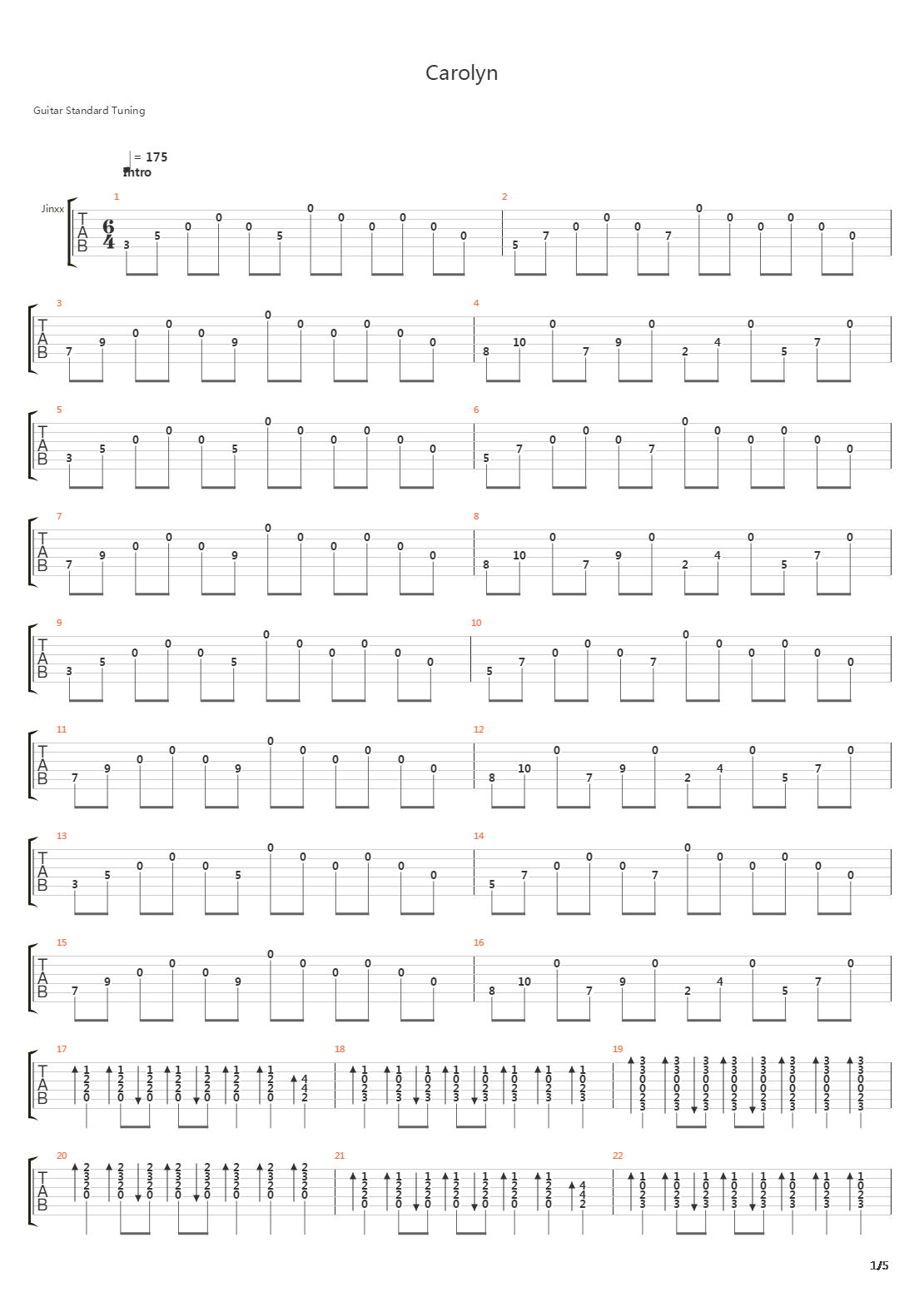 Carolyn (Intro)吉他谱