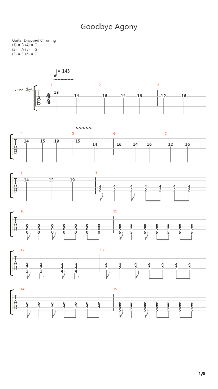 Goodbye Agony (No Solo)吉他谱