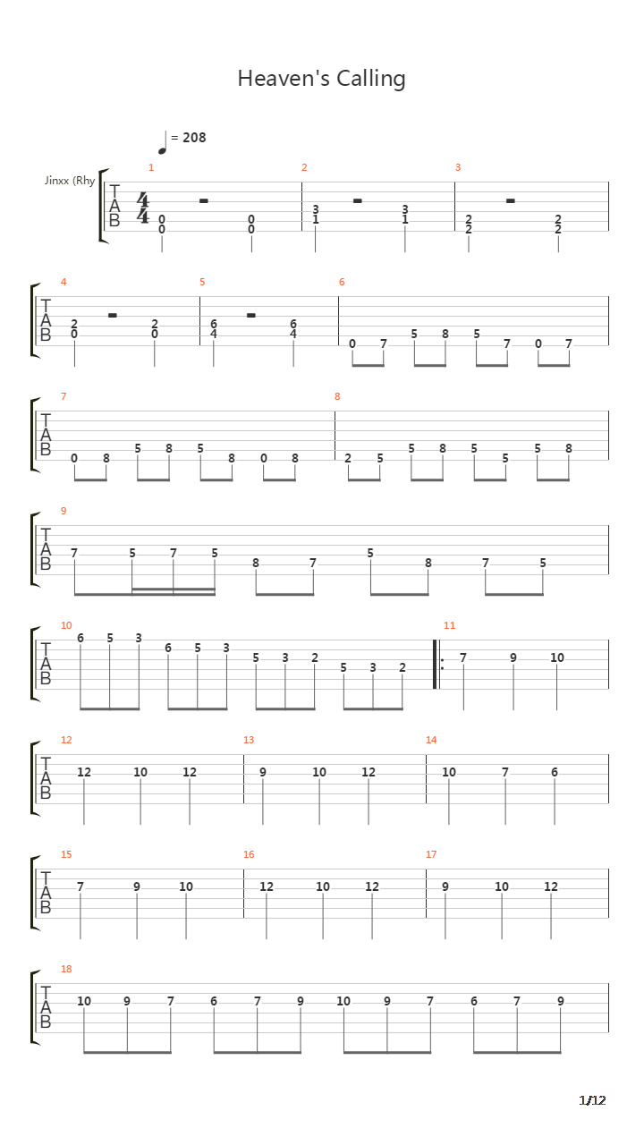 Heaven's Calling吉他谱