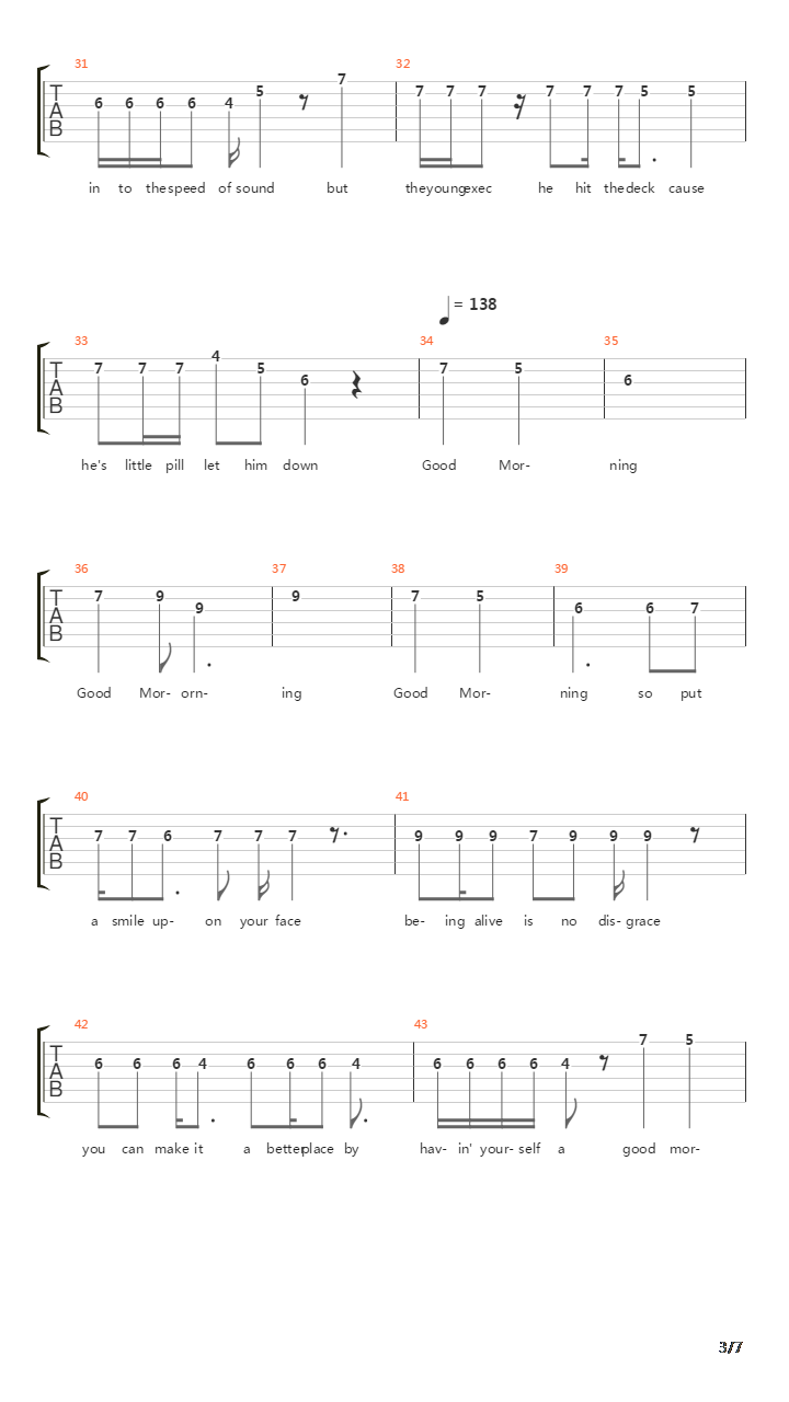 Good Morning吉他谱