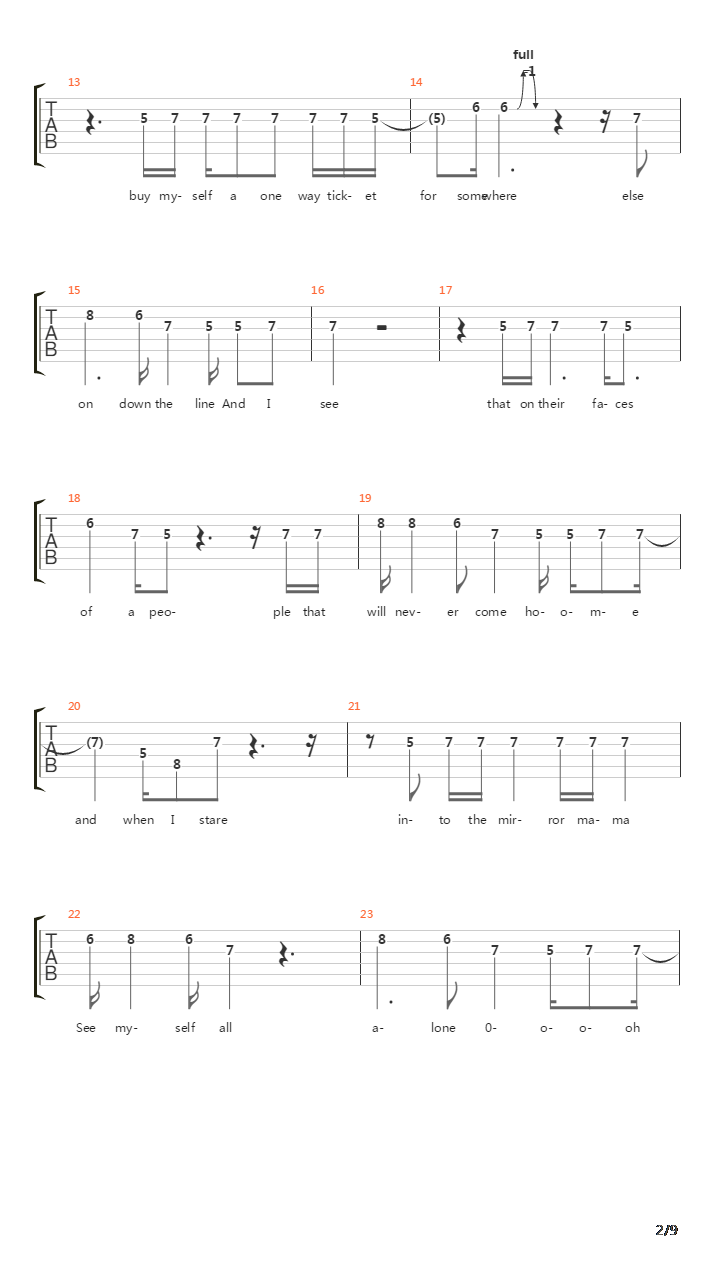 Left Turn On A Red Light吉他谱