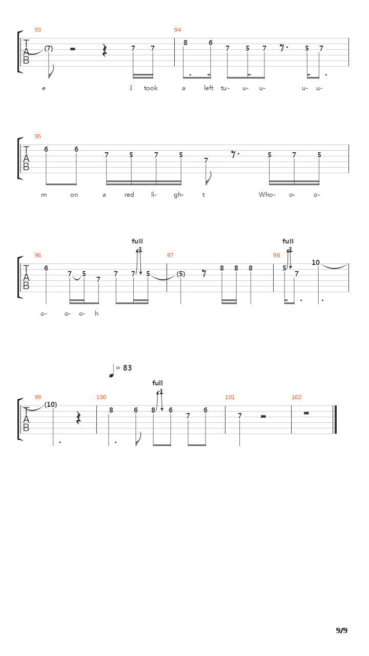 Left Turn On A Red Light吉他谱