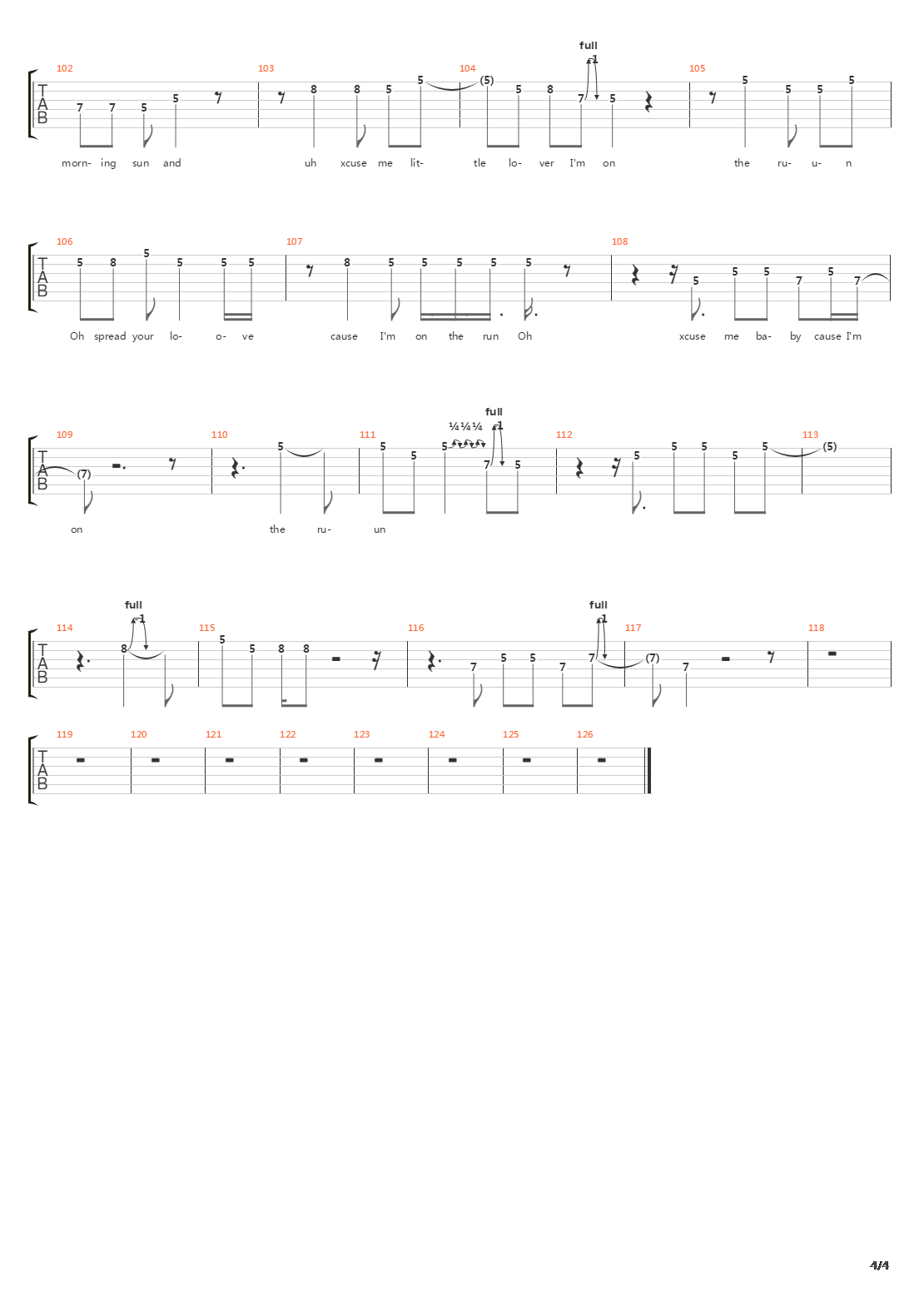 On The Run吉他谱