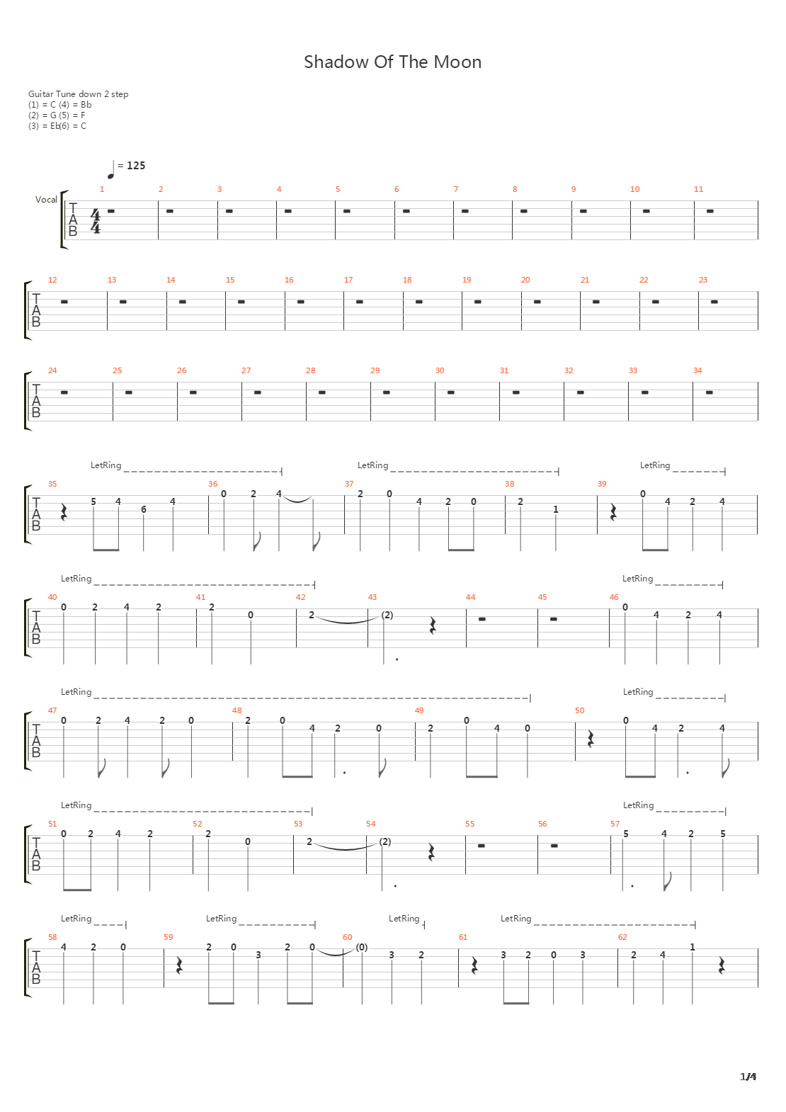 Shadow Of The Moon吉他谱