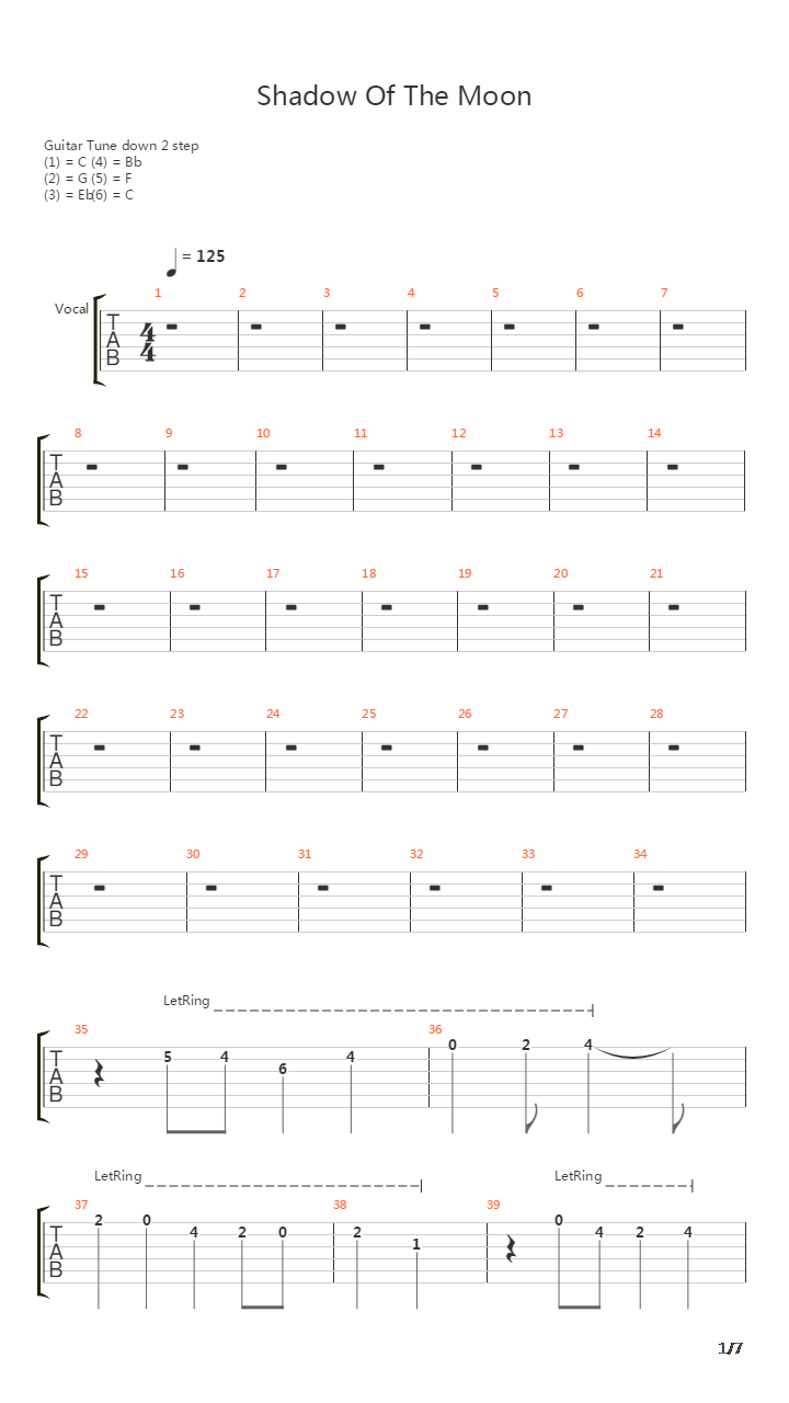 Shadow Of The Moon吉他谱