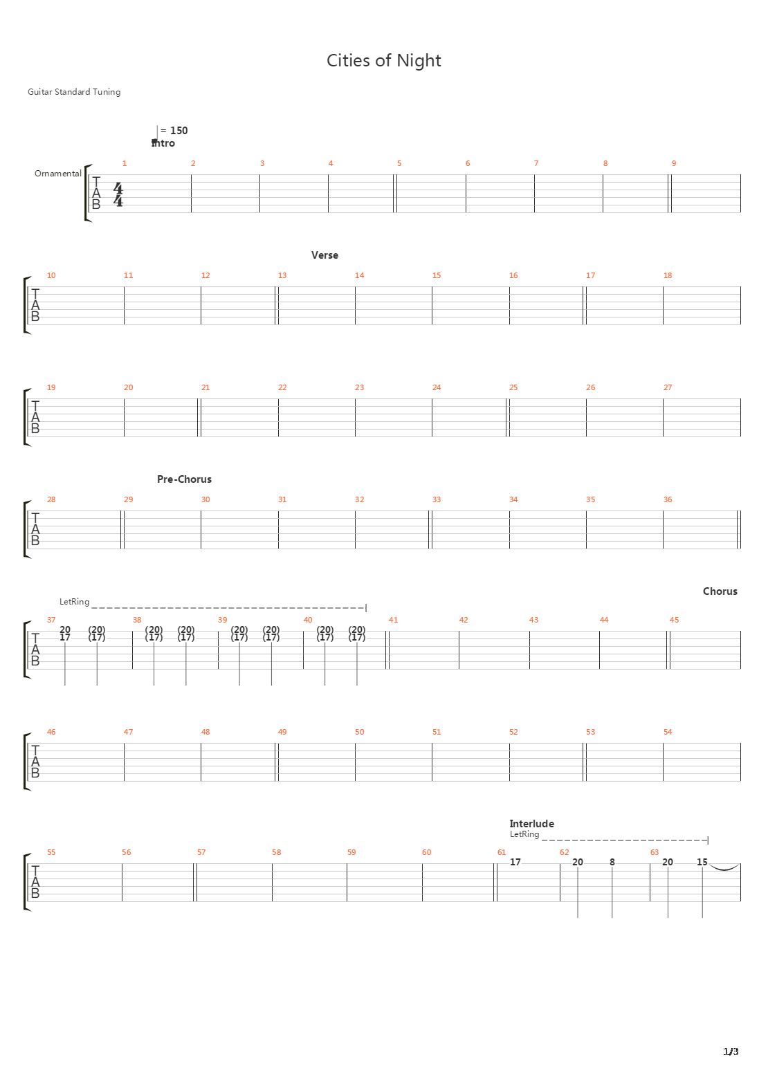 Cities Of Night吉他谱