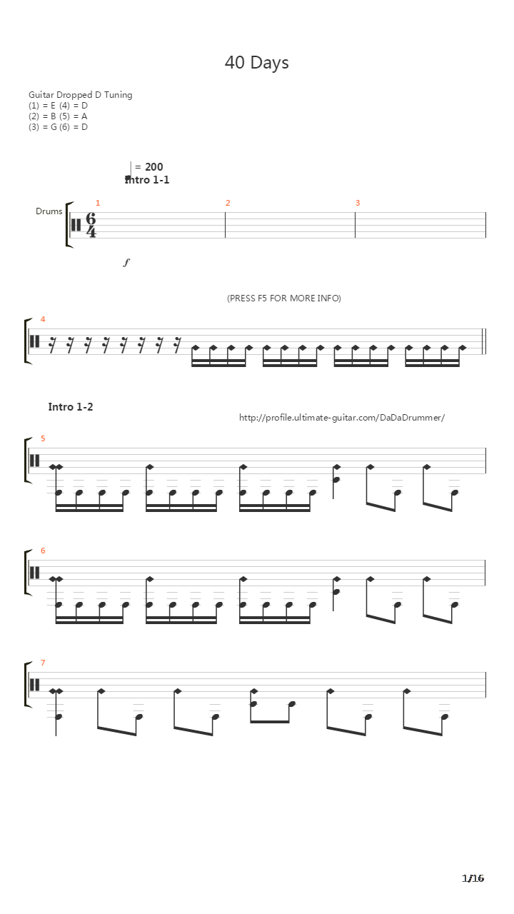 40 Days...吉他谱