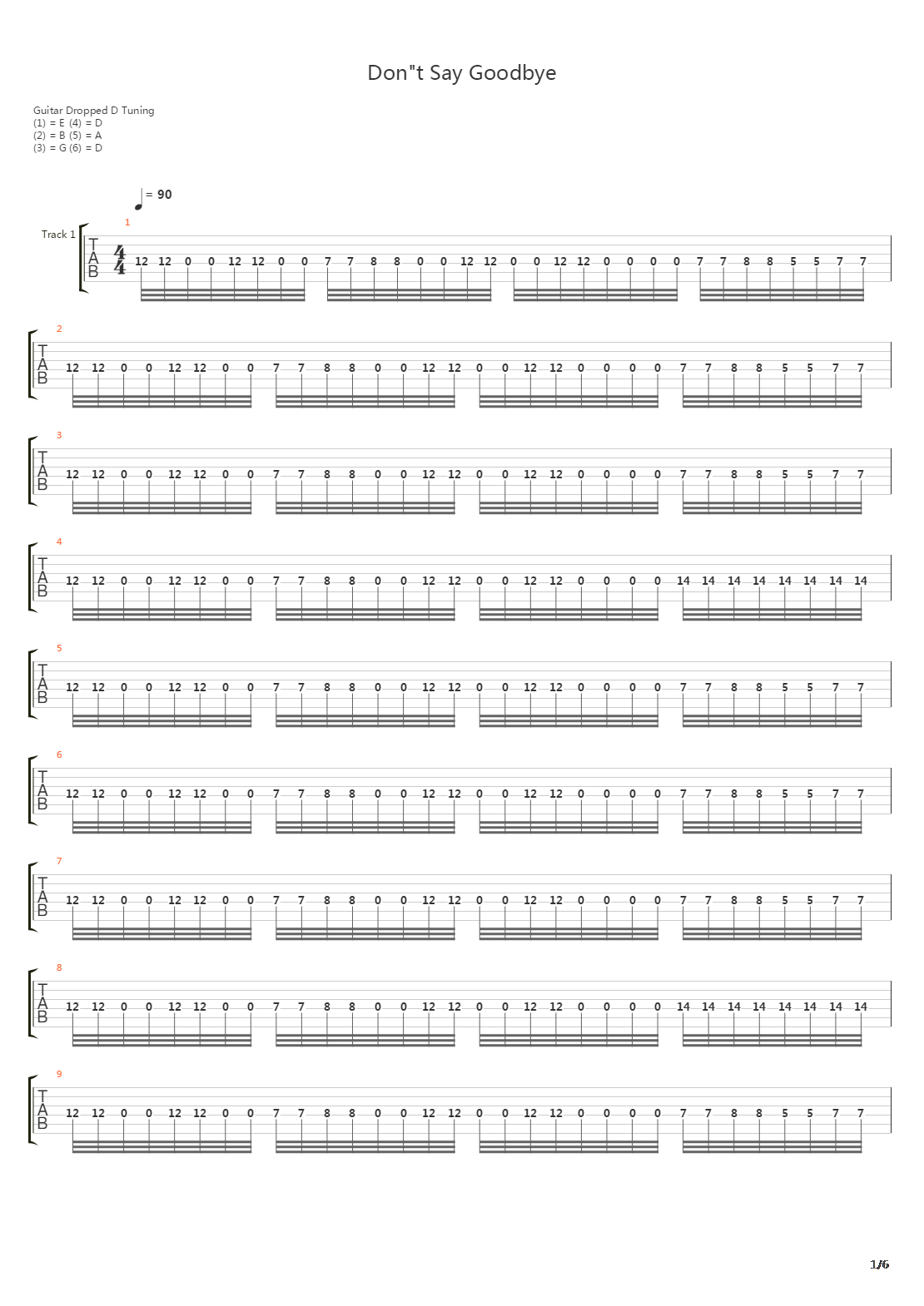 Don't Say Goodbye吉他谱
