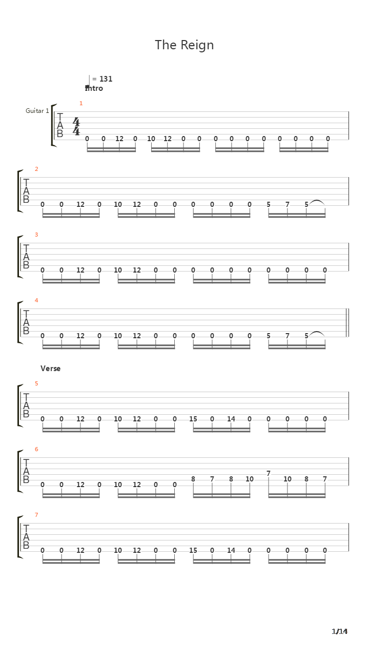 The Reign吉他谱