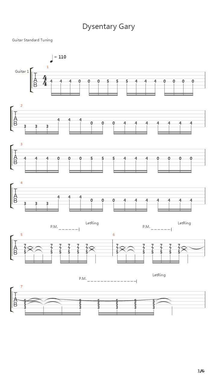Dysentery Gary吉他谱