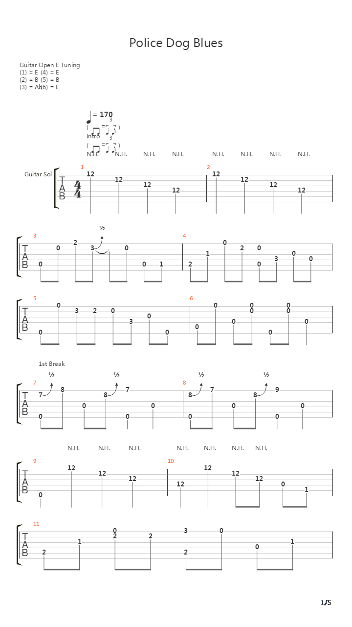 Police Dog Blues吉他谱