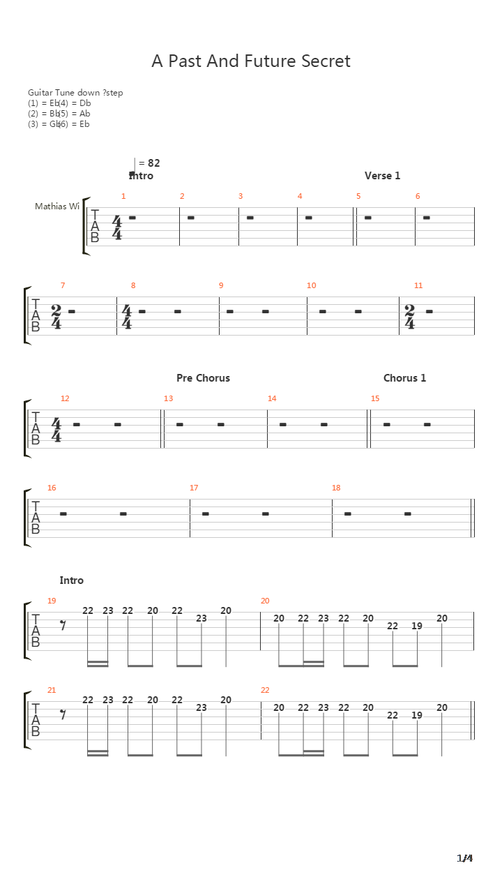 A Past And Future Secret吉他谱