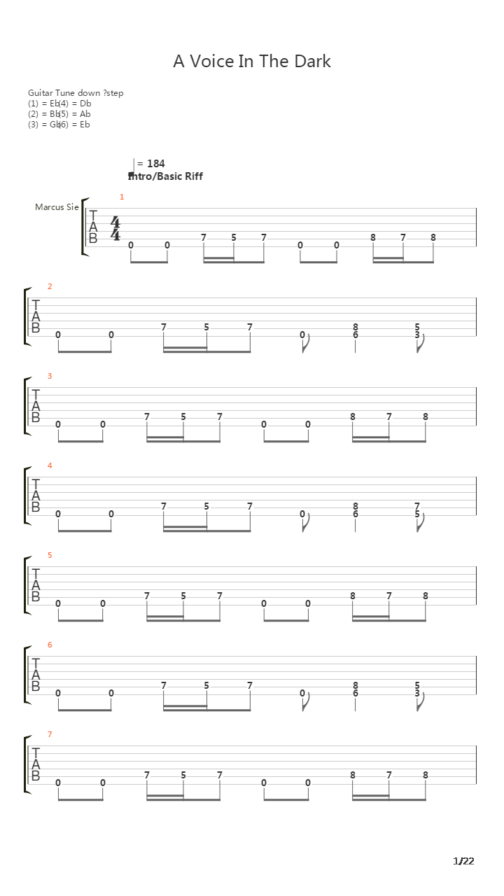 A Voice In The Dark吉他谱