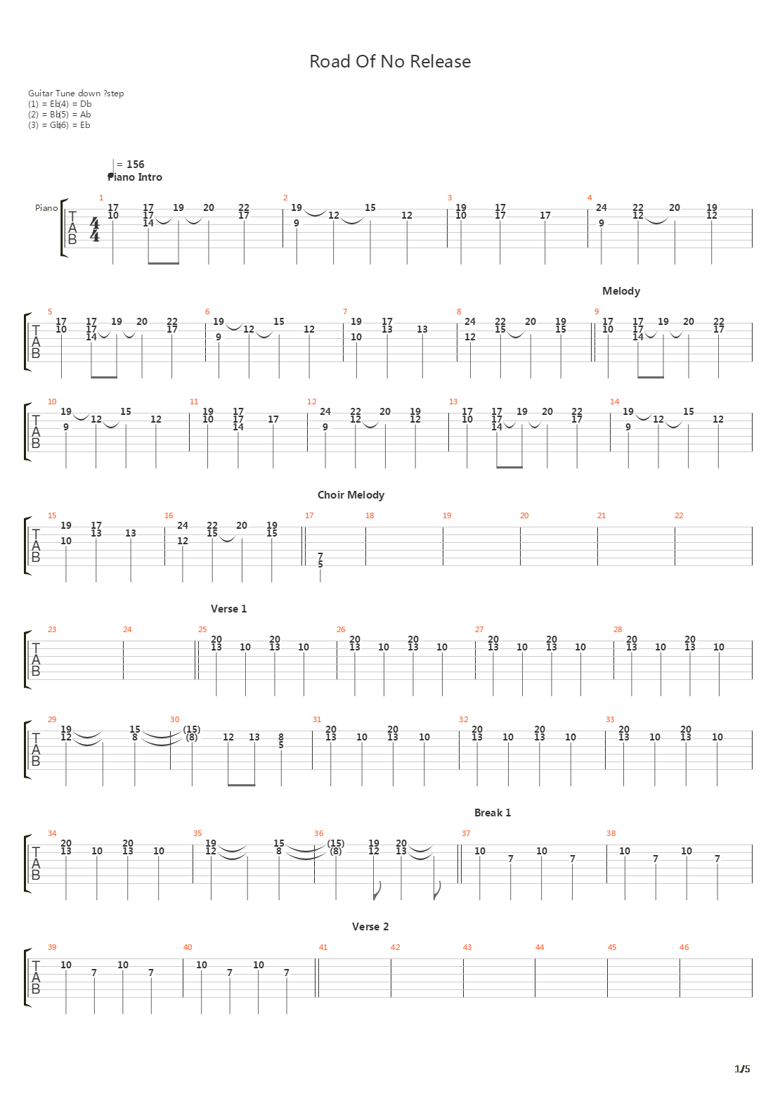 Road Of No Release吉他谱