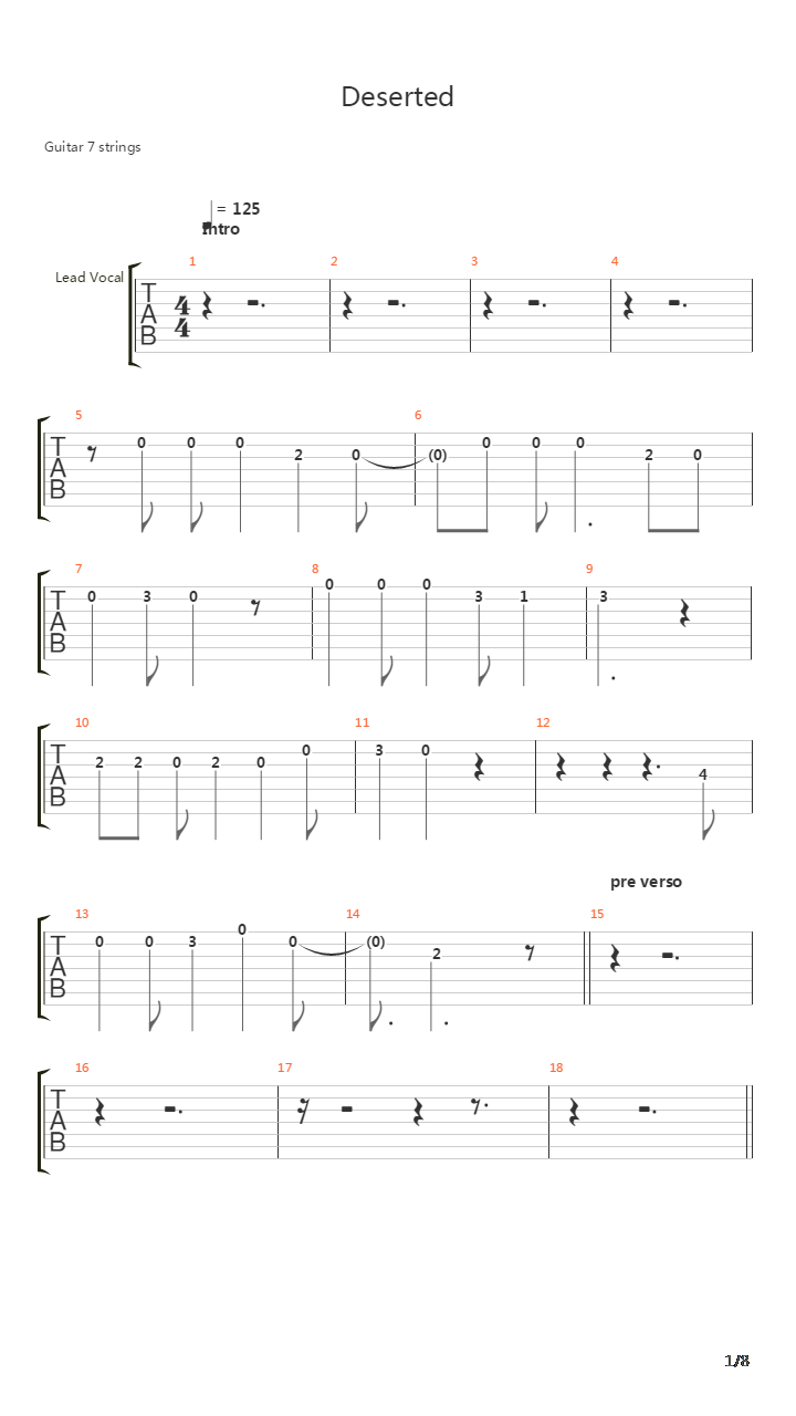 Deserted吉他谱
