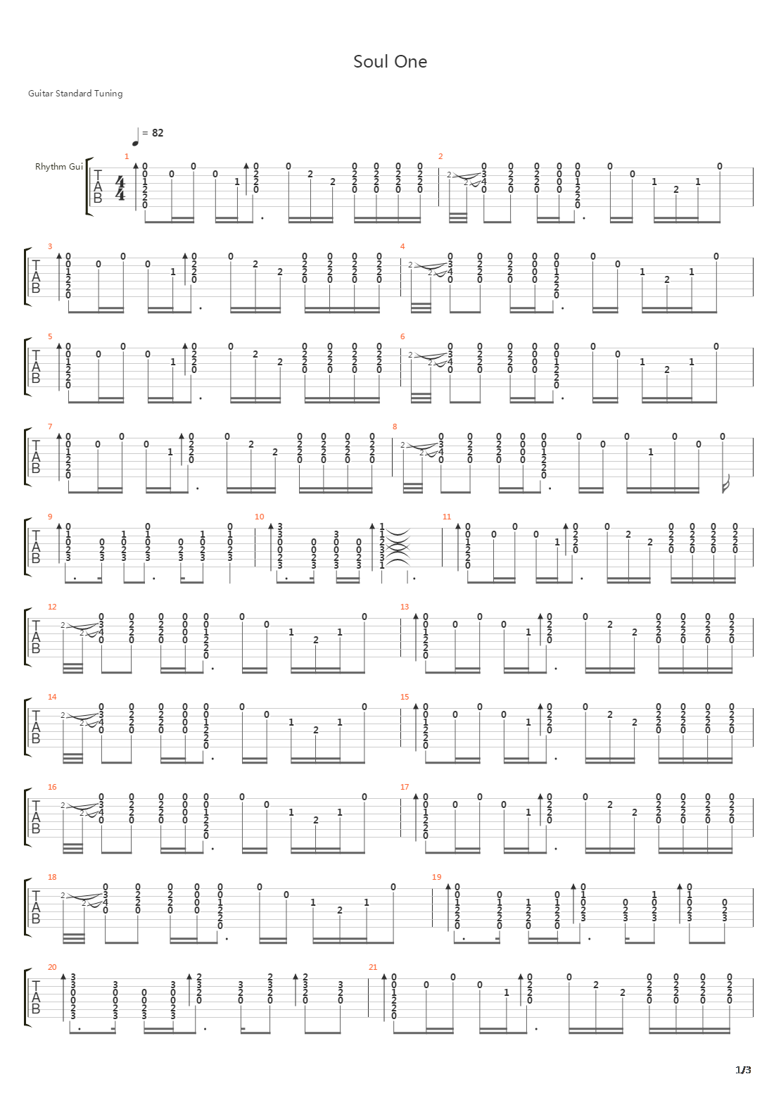 Soul One吉他谱