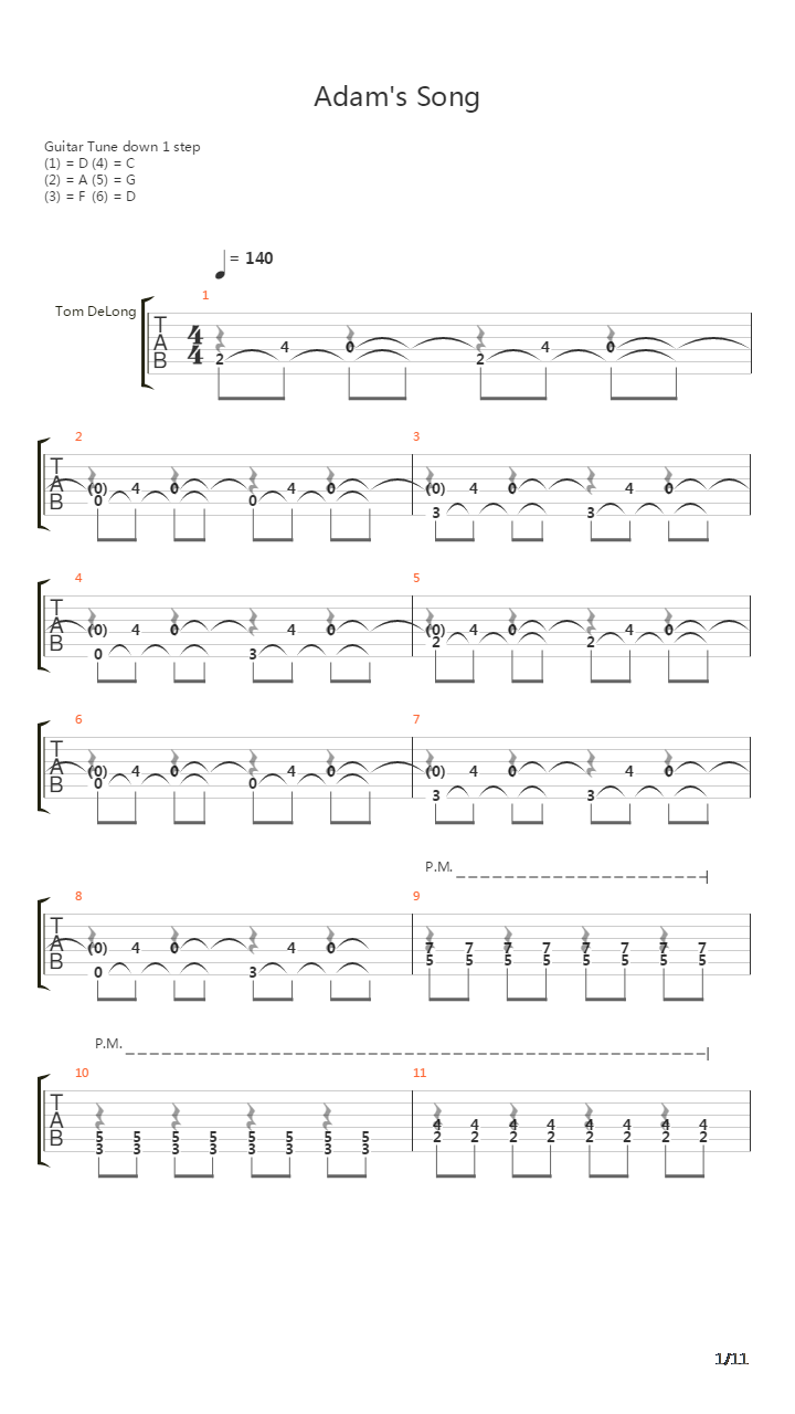 Adam's Song吉他谱