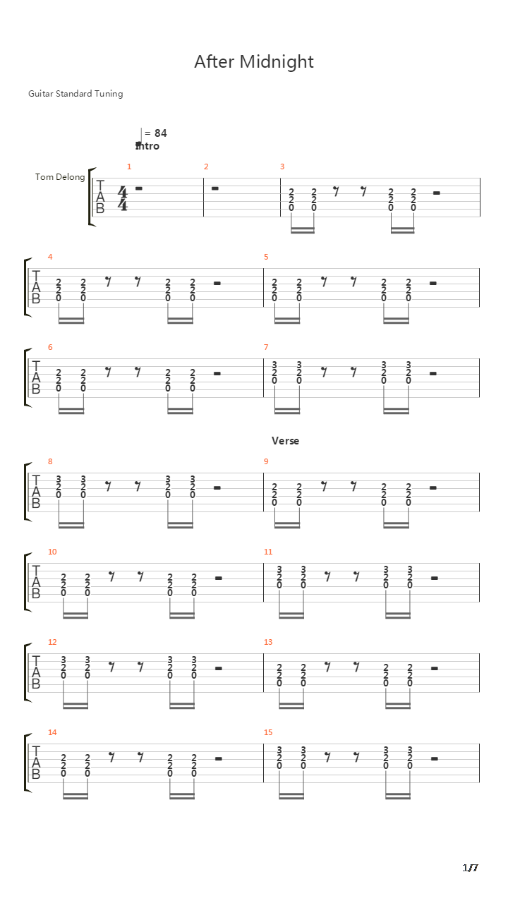After Midnight吉他谱