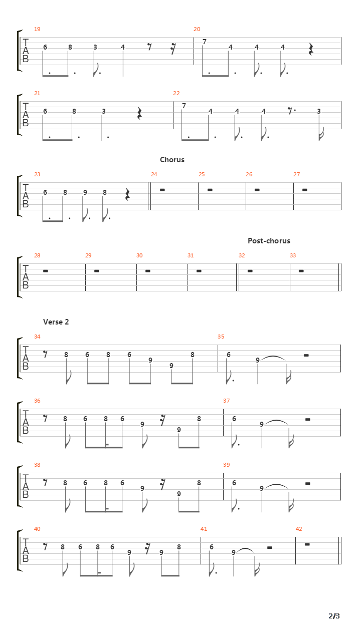 Down吉他谱