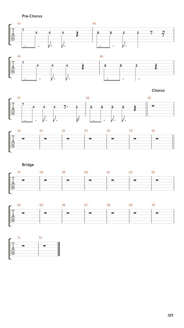 Down吉他谱