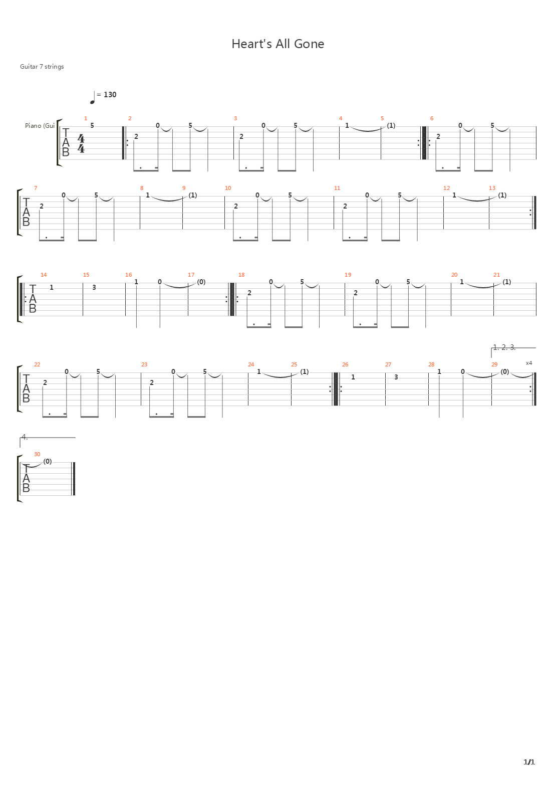 Heart's All Gone (Interlude)吉他谱