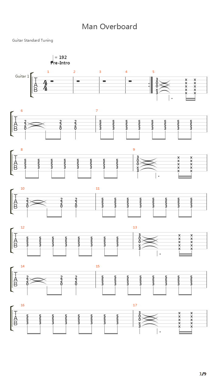 Man Overboard吉他谱
