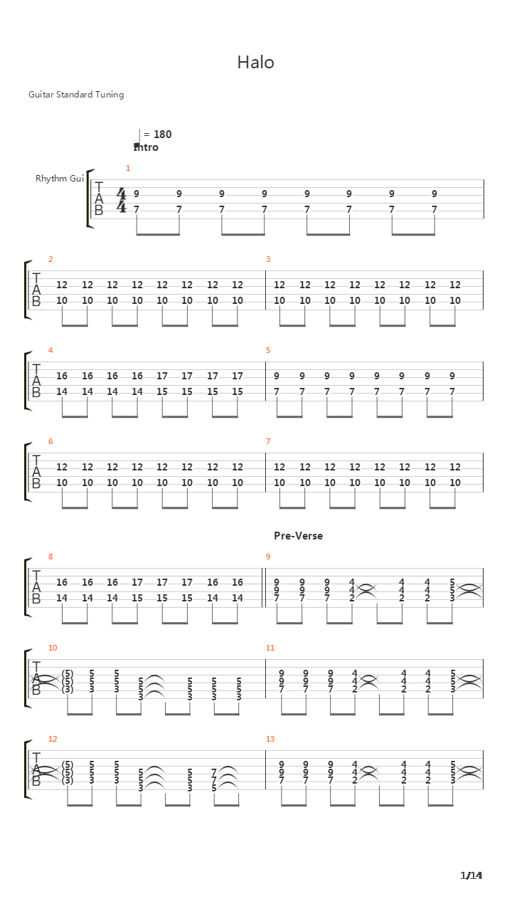 Halo吉他谱