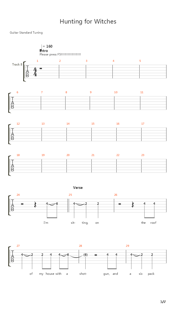 Hunting For Witches吉他谱