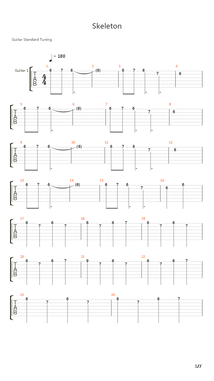 Skeleton吉他谱