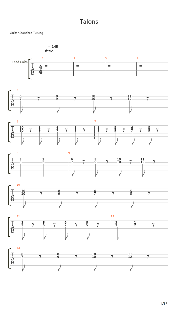 Talons吉他谱