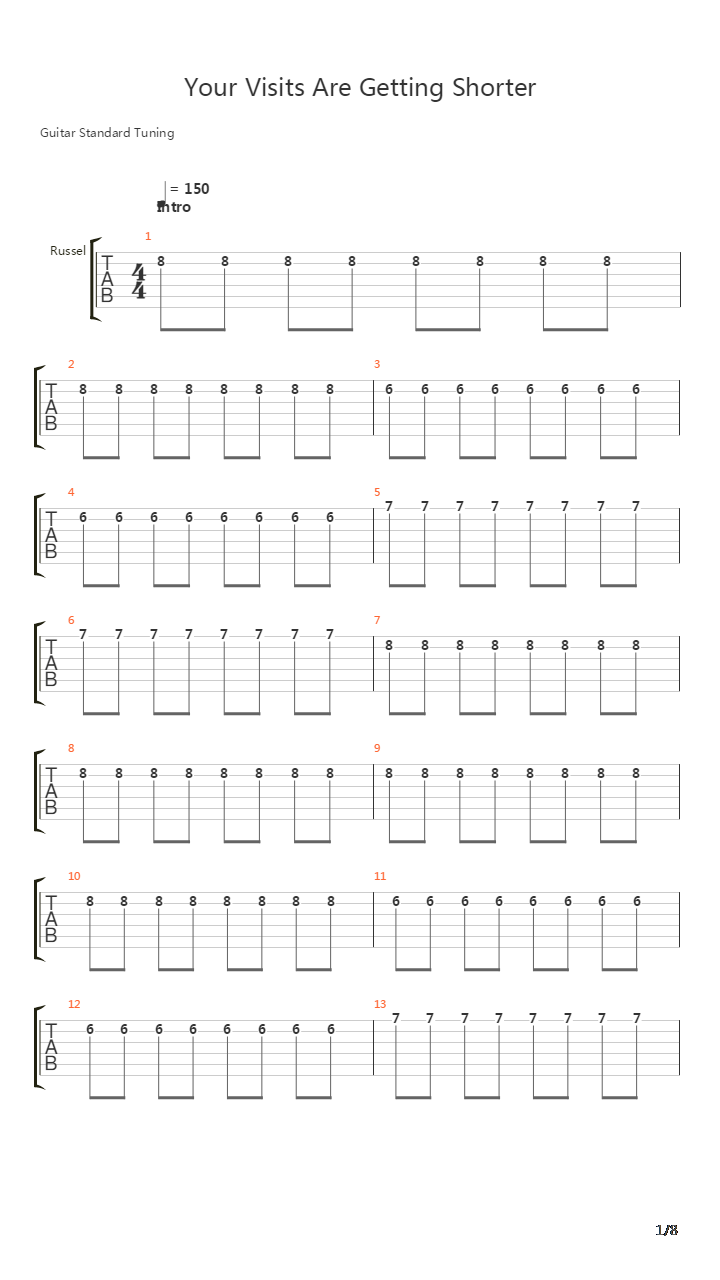 Your Visits Are Getting Shorter吉他谱
