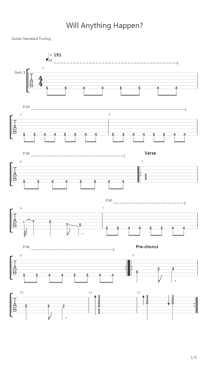 Will Anything Happen吉他谱