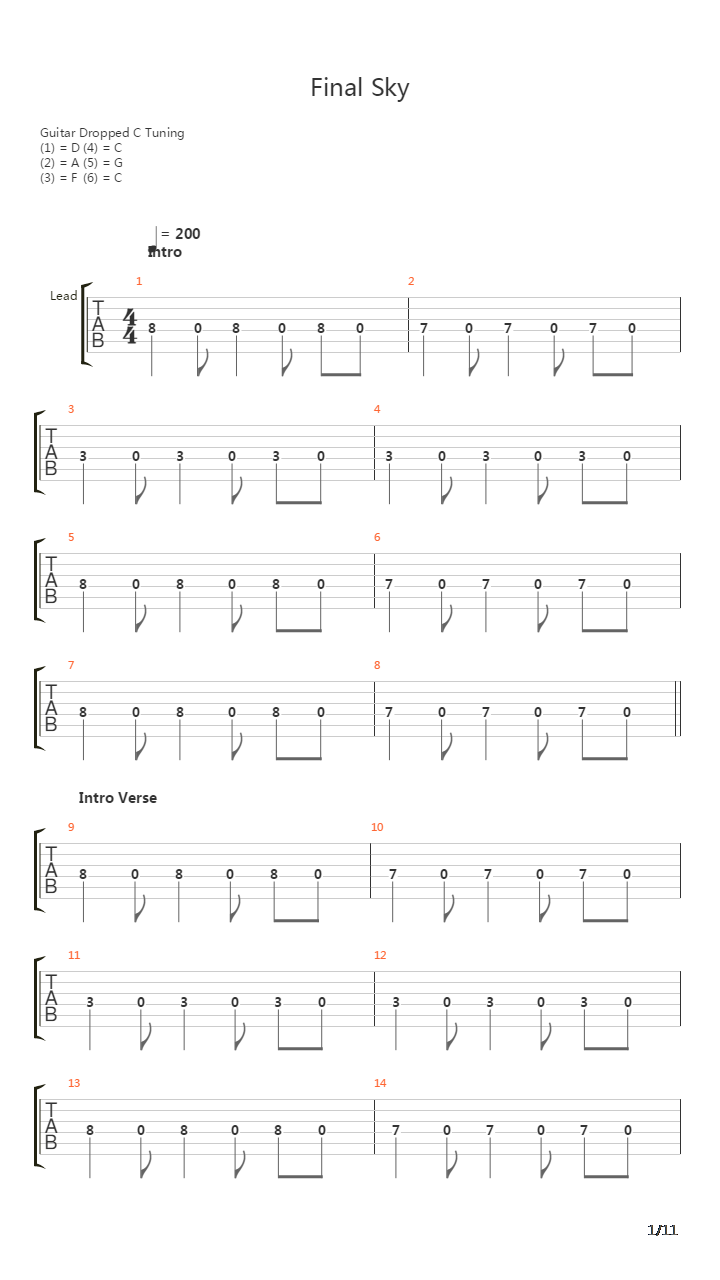 Final Sky吉他谱