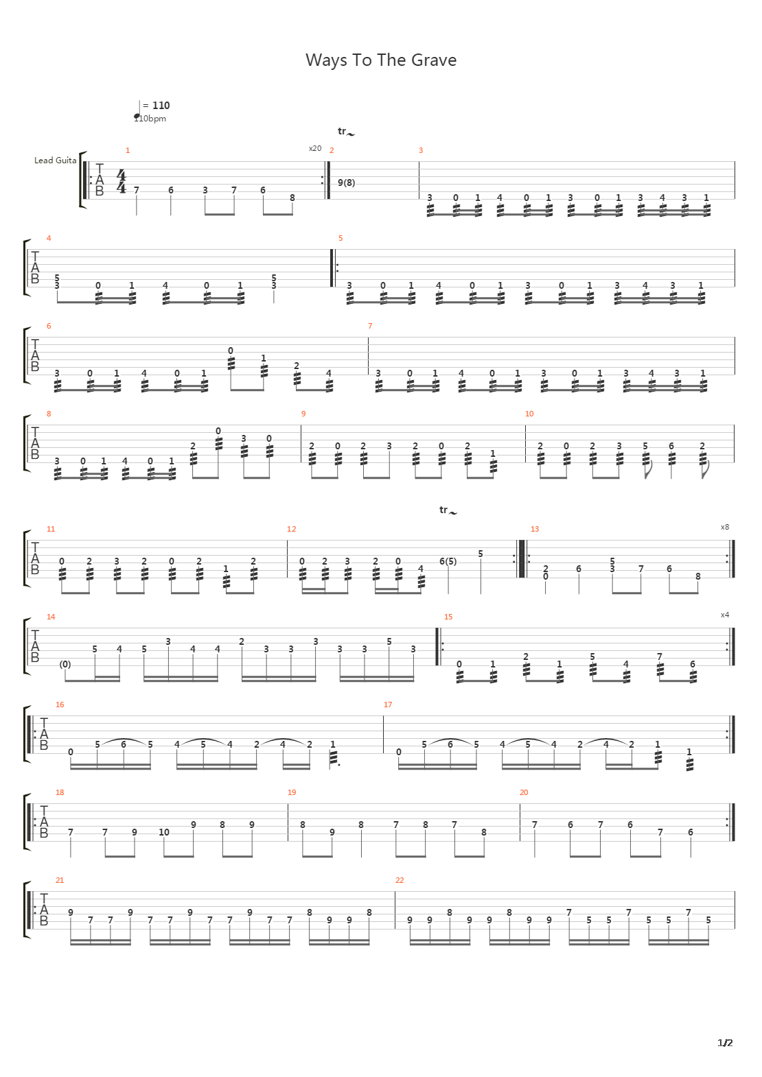 Ways To The Grave吉他谱