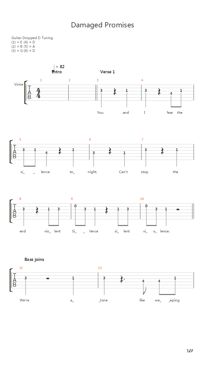 Damaged Promises吉他谱