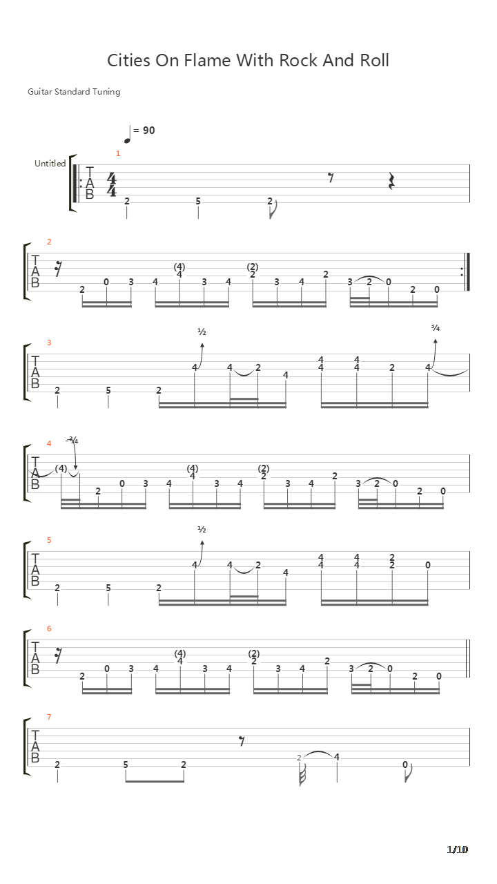 Cities On Flame With Rock And Roll吉他谱