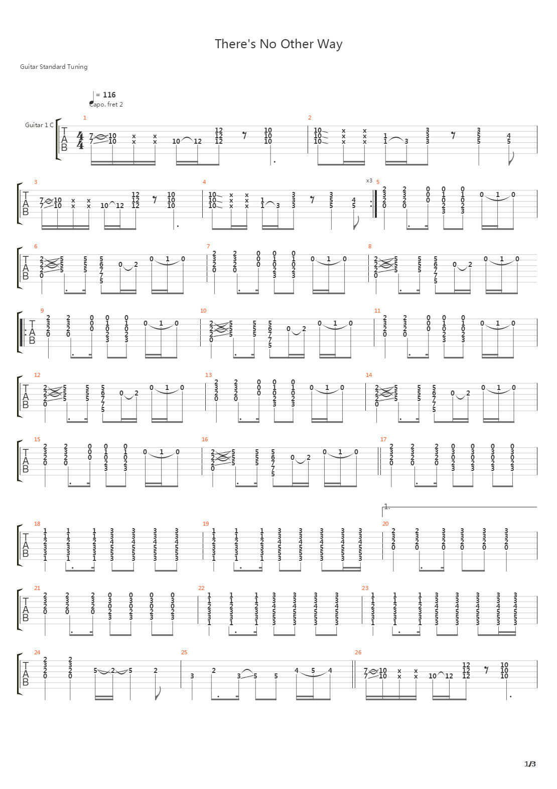 There's No Other Way吉他谱