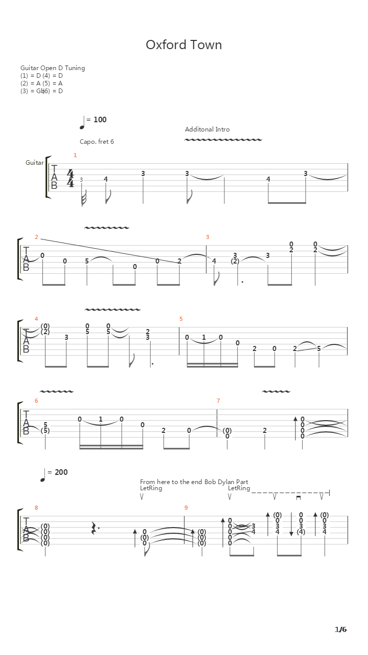 Oxford Town吉他谱