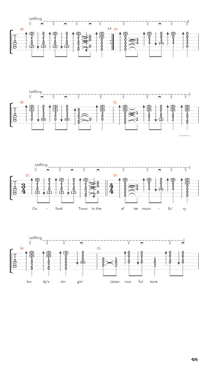 Oxford Town吉他谱