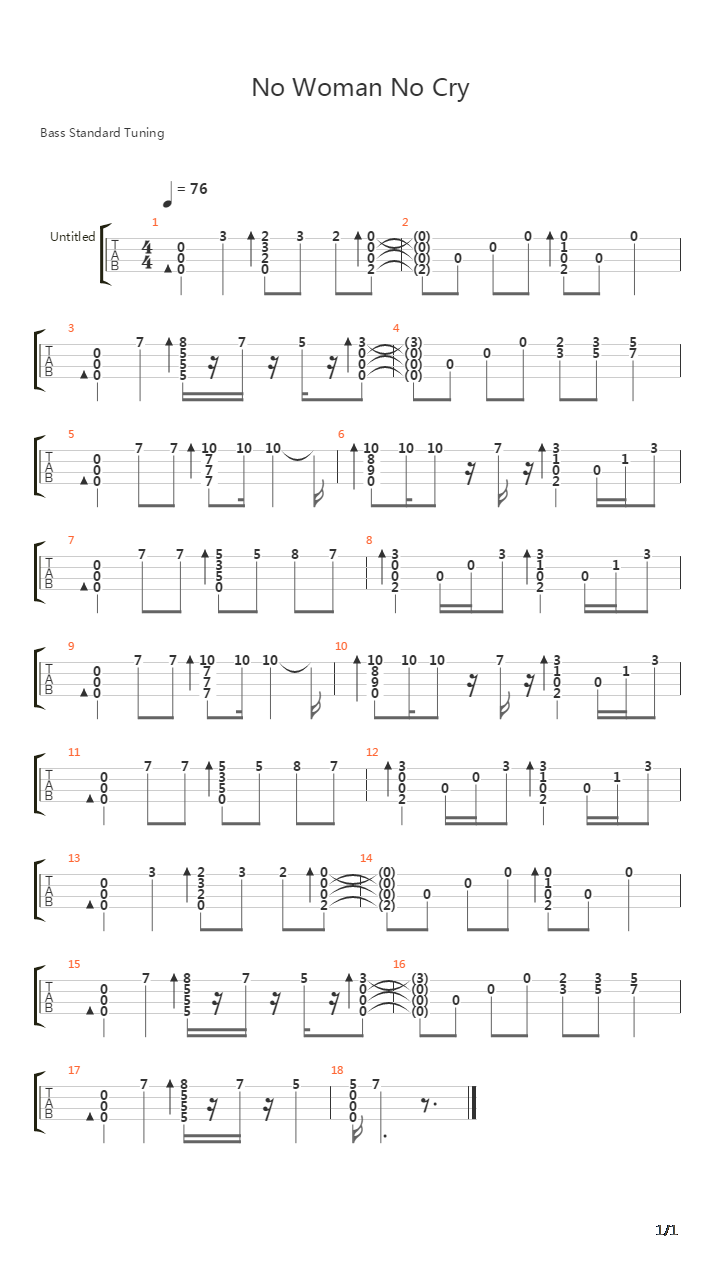 No Woman No Cry (Ukulele)吉他谱