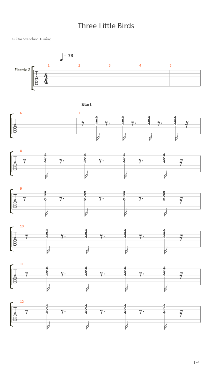 Three Little Birds吉他谱