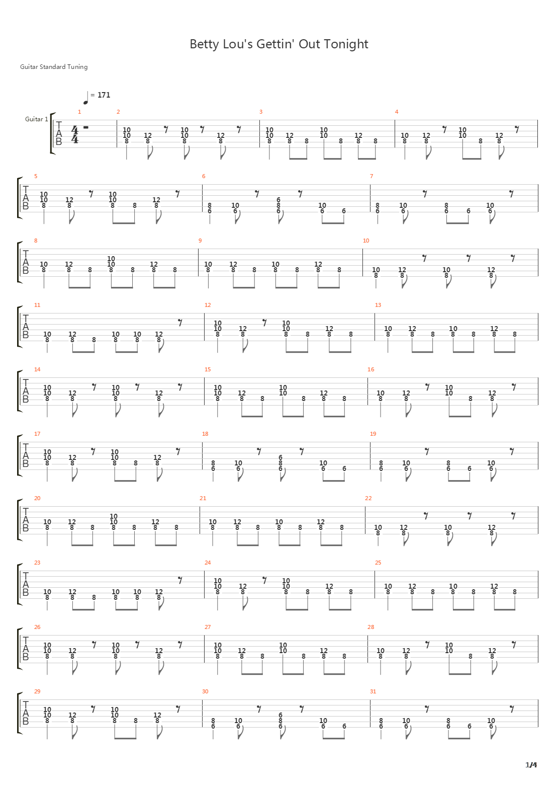 Betty Lou's Gettin' Out Tonight吉他谱