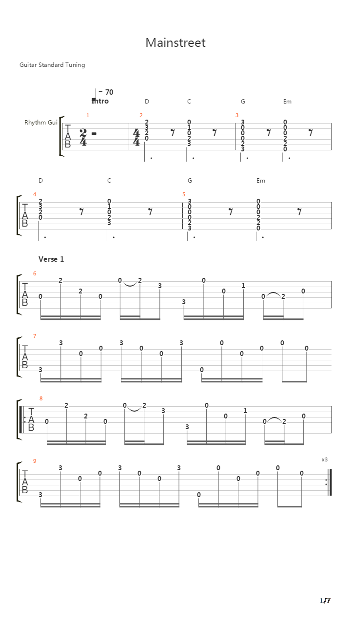 Mainstreet吉他谱