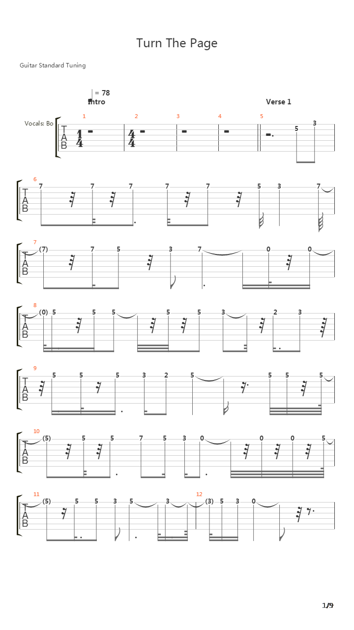 Turn The Page吉他谱