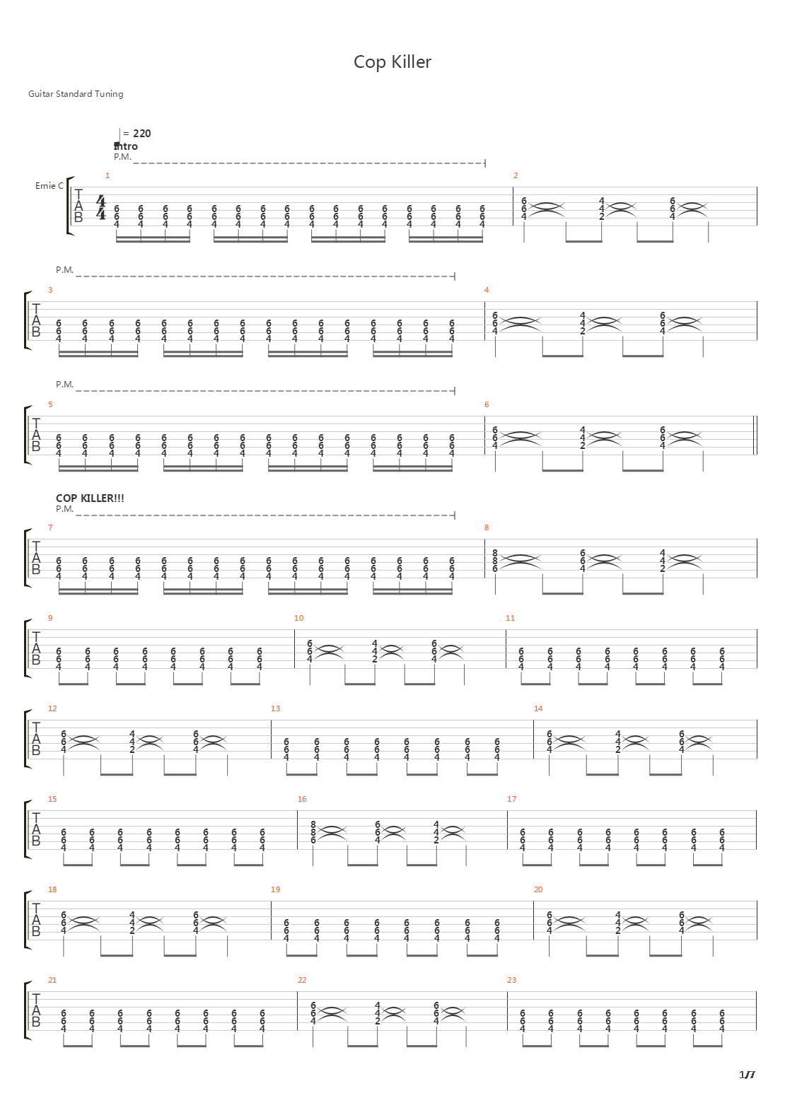 Cop Killer吉他谱