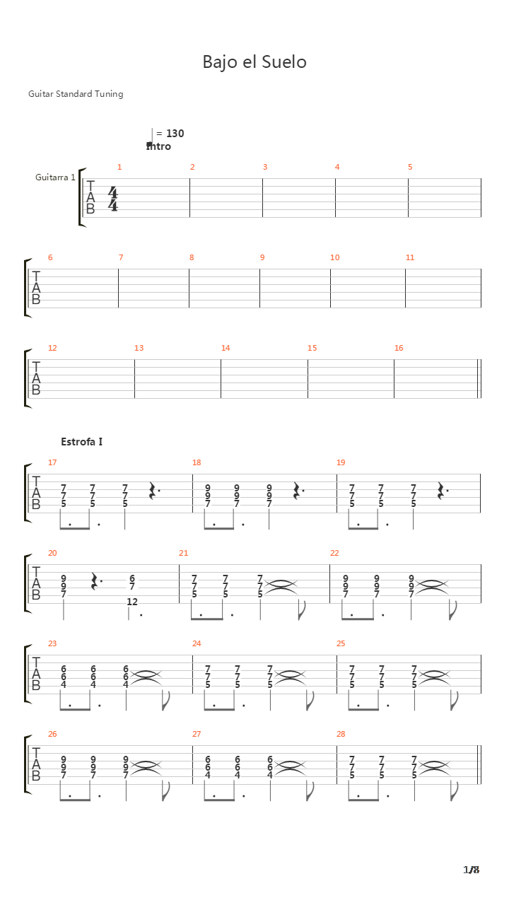 Bajo El Suelo (Ver. 2)吉他谱