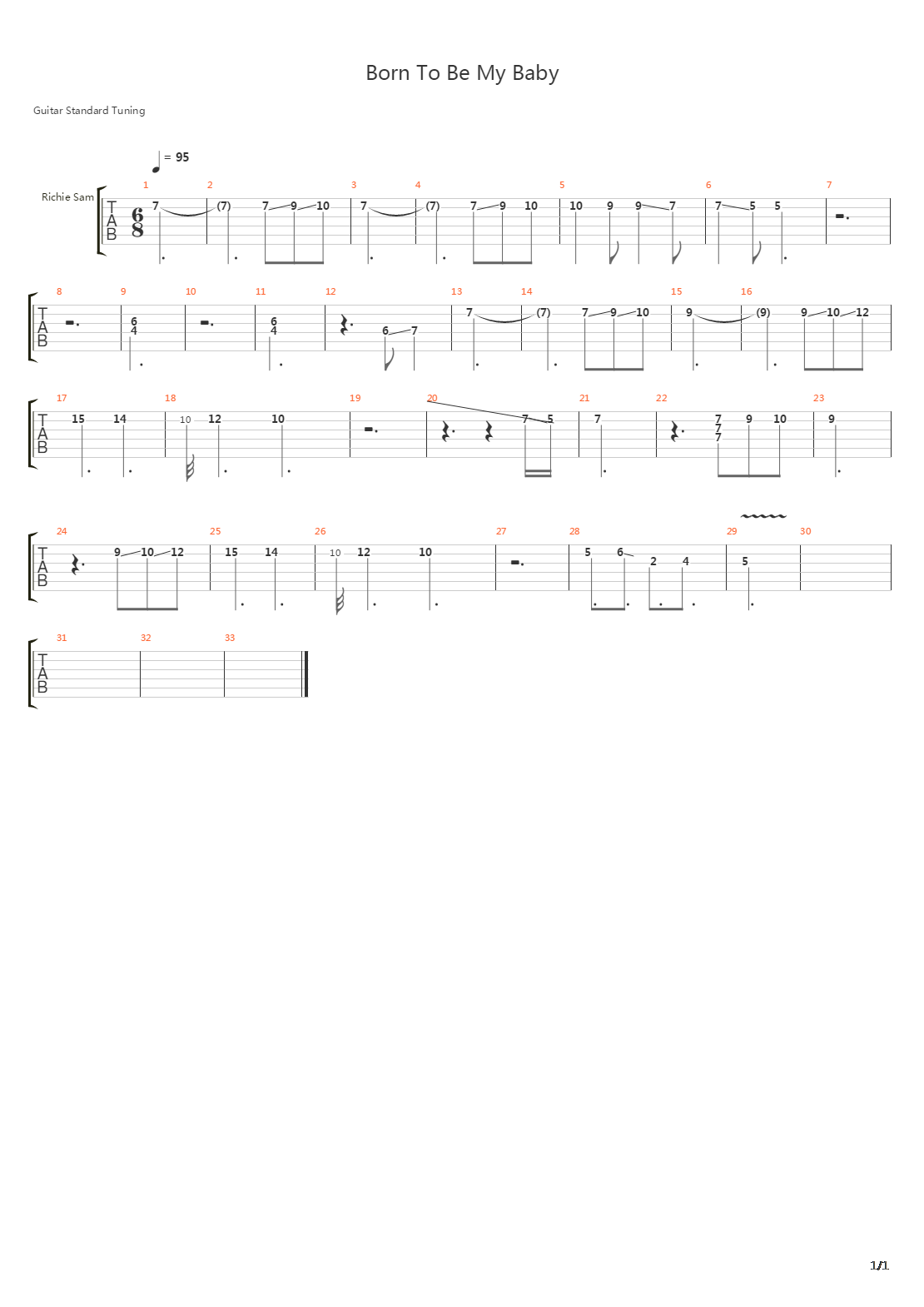 Born To Be My Baby (This Left Feels Right)吉他谱