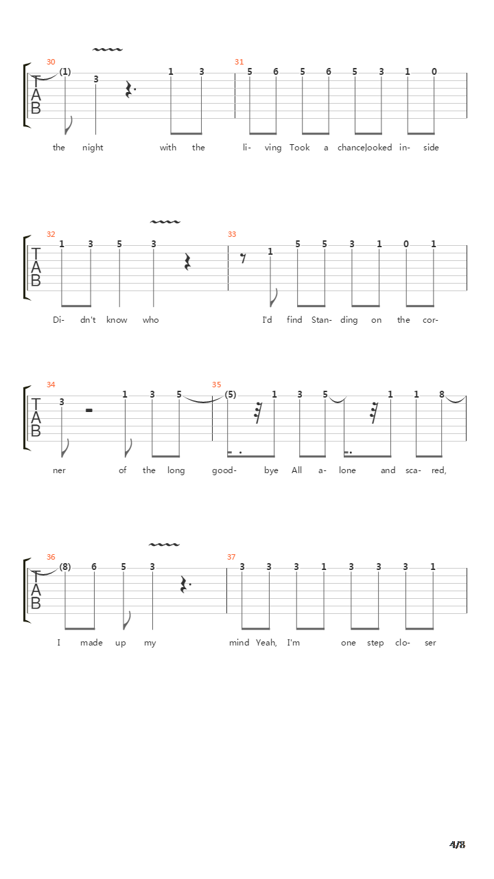 One Step Closer吉他谱